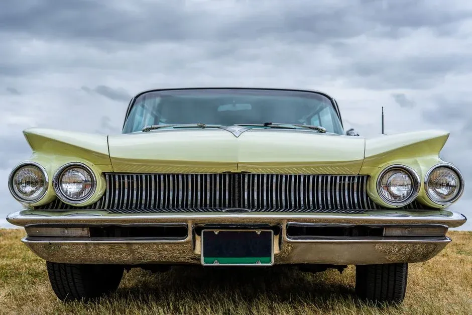 A restored vintage classic car with chrome details